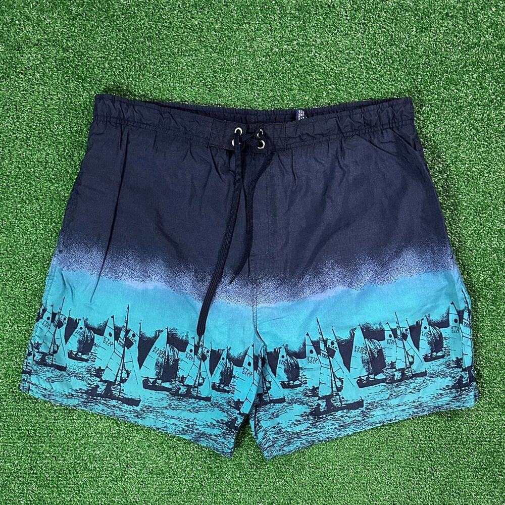 Vintage 90s Catalina Sailboat Print Swim Trunks Shorts